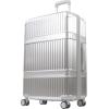 Martha Stewart The Bedford 22 Inch Carry On Luggage, Hardshell Rolling Suitcase with Spinner Wheels, Silver(Silver)