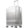 Martha Stewart The Bedford 22 Inch Carry On Luggage, Hardshell Rolling Suitcase with Spinner Wheels, Silver(Silver)
