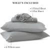 Martha Stewart Ultra Soft Brushed and Washed Microfiber 4 Piece Sheet Set, Easy Care, Deep Pocket Comfy Sheets, 1 Flat Sheet, 1 Fitted Sheet, 2 Std. Pillowcases, Queen Size, White & Blush Pink(Ultimate Gray)