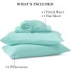 Martha Stewart Ultra Soft Brushed and Washed Microfiber 4 Piece Sheet Set, Easy Care, Deep Pocket Comfy Sheets, 1 Flat Sheet, 1 Fitted Sheet, 2 Std. Pillowcases, Queen Size, White & Blush Pink(Blue Tint)