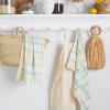 Martha Stewart Valley Plaid Kitchen Towel 2-Pack Set, Indigo, 16″x28″(Yellow)