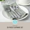 Martha Stewart Watercliffe 16 pc Flatware Silverware Set – Stainless Steel Utensils – Forks, Spoons, Knives – Service for 4 – Linen(Halsey (Mirror Polish))