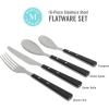 Martha Stewart Watercliffe 16 pc Flatware Silverware Set – Stainless Steel Utensils – Forks, Spoons, Knives – Service for 4 – Linen(Watercliffe (Black))