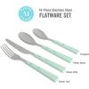 Martha Stewart Watercliffe 16 pc Flatware Silverware Set – Stainless Steel Utensils – Forks, Spoons, Knives – Service for 4 – Linen(Watercliffe (Martha Blue))