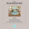 Martha Stewart Woven Water Resistant Lindos Placemat Set 6-Pack, 15″ Round, Beige(Aqua)
