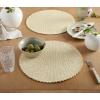 Martha Stewart Woven Water Resistant Lindos Placemat Set 6-Pack, 15″ Round, Beige(Beige)