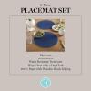 Martha Stewart Woven Water Resistant Lindos Placemat Set 6-Pack, 15″ Round, Beige(Navy Blue)