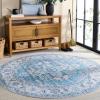 Martha Stewart x SAFAVIEH Machine Washable Area Rug Collection – 5′ x 8′, Rust & Blue, Slip Resistant & Easy Cleaning, Ideal for Ideal for Living Room, Bedroom, Dining Space (MSRW113Q)(Grey/Turquoise)