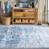Martha Stewart x SAFAVIEH Machine Washable Area Rug Collection – 5′ x 8′, Rust & Blue, Slip Resistant & Easy Cleaning, Ideal for Ideal for Living Room, Bedroom, Dining Space (MSRW113Q)(Grey/Turquoise)