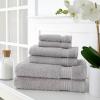 MARTHA STEWART 100% Cotton Bath Towels Set Of 6 Piece, 2 Bath Towels, 2 Hand Towels, 2 Washcloths, Quick Dry Towels, Soft & Absorbent, Bathroom Essentials, Light Gray(Silver)