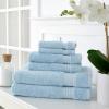 MARTHA STEWART 100% Cotton Bath Towels Set Of 6 Piece, 2 Bath Towels, 2 Hand Towels, 2 Washcloths, Quick Dry Towels, Soft & Absorbent, Bathroom Essentials, Light Gray(Spa Blue)