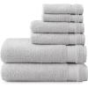 MARTHA STEWART 100% Cotton Bath Towels Set Of 6 Piece, 2 Bath Towels, 2 Hand Towels, 2 Washcloths, Quick Dry Towels, Soft & Absorbent, Bathroom Essentials, Light Gray(Light Gray)