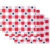 MARTHA STEWART Americana Star Gingham Plaid Indoor Placemat 4-Pack Set, Reversible, Patriotic USA America Decor, Red/White/Blue, 14″x72″