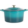 MARTHA STEWART Gatwick 7-Quart Enamel Cast Iron Dutch Oven – Martha Blue – Heavy-Duty Dutch Oven for Slow Cooking, Braising & Baking(Emerald Ombre)