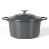 MARTHA STEWART Gatwick 7-Quart Enamel Cast Iron Dutch Oven – Martha Blue – Heavy-Duty Dutch Oven for Slow Cooking, Braising & Baking(Gray)