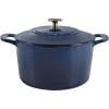 MARTHA STEWART Gatwick 7-Quart Enamel Cast Iron Dutch Oven – Martha Blue – Heavy-Duty Dutch Oven for Slow Cooking, Braising & Baking(Navy w/ Gold Knob)