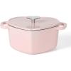 MARTHA STEWART Gatwick 7-Quart Enamel Cast Iron Dutch Oven – Martha Blue – Heavy-Duty Dutch Oven for Slow Cooking, Braising & Baking(Pink (Heart Shaped))