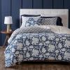 MARTHA STEWART Natalie King Size Duvet, 3 Piece Set-1 Duvet Cover, 2 Pillow Shams, Crinkle Velvet Texture, Soft & Royal, Machine Wash, 104″x92″ with Button Closure, Champagne(Navy / White)