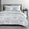 MARTHA STEWART Natalie King Size Duvet, 3 Piece Set-1 Duvet Cover, 2 Pillow Shams, Crinkle Velvet Texture, Soft & Royal, Machine Wash, 104″x92″ with Button Closure, Champagne(Aqua)
