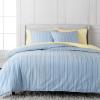 MARTHA STEWART Natalie King Size Duvet, 3 Piece Set-1 Duvet Cover, 2 Pillow Shams, Crinkle Velvet Texture, Soft & Royal, Machine Wash, 104″x92″ with Button Closure, Champagne(Blue / Yellow)