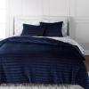 MARTHA STEWART Natalie King Size Duvet, 3 Piece Set-1 Duvet Cover, 2 Pillow Shams, Crinkle Velvet Texture, Soft & Royal, Machine Wash, 104″x92″ with Button Closure, Champagne(Navy)