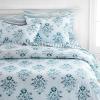 MARTHA STEWART Natalie King Size Duvet, 3 Piece Set-1 Duvet Cover, 2 Pillow Shams, Crinkle Velvet Texture, Soft & Royal, Machine Wash, 104″x92″ with Button Closure, Champagne(Floral Blue)