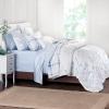 MARTHA STEWART Natalie King Size Duvet, 3 Piece Set-1 Duvet Cover, 2 Pillow Shams, Crinkle Velvet Texture, Soft & Royal, Machine Wash, 104″x92″ with Button Closure, Champagne(Federal Blue & White)