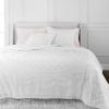 MARTHA STEWART Natalie King Size Duvet, 3 Piece Set-1 Duvet Cover, 2 Pillow Shams, Crinkle Velvet Texture, Soft & Royal, Machine Wash, 104″x92″ with Button Closure, Champagne(Embroidered White)