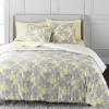MARTHA STEWART Natalie King Size Duvet, 3 Piece Set-1 Duvet Cover, 2 Pillow Shams, Crinkle Velvet Texture, Soft & Royal, Machine Wash, 104″x92″ with Button Closure, Champagne(Grey / Yellow)