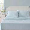 Martha Stewart – Full Size Sheets Set, Crisp & Tailored Cooling Sheets w/a Naturally Smooth Cotton Percale Lightweight Feel – Bed Sheets with Matching Pillowcases & Fitted Sheet (Small Gingham Pink)(Stripe Blue)