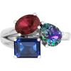 Martha Stewart 3 3/4 Carat Three Stone Gemstone Ring for Women in Sterling Silver, Gemstone Jewelry For Women(Option 3)