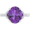 Martha Stewart 4 1/2 Carat Oval Shape Gemstone Ring with Lab Grown Diamonds in Sterling Silver, Choose Your Gemstone(Amethyst)