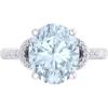 Martha Stewart 4 1/2 Carat Oval Shape Gemstone Ring with Lab Grown Diamonds in Sterling Silver, Choose Your Gemstone(Aquamarine)