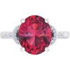 Martha Stewart 4 1/2 Carat Oval Shape Gemstone Ring with Lab Grown Diamonds in Sterling Silver, Choose Your Gemstone(Ruby)