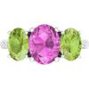 Martha Stewart 5 Carat Oval Shape Gemstone Three Stone Ring with Lab Grown Diamonds in Sterling Silver, Choose Your Gemstone(Option 7)