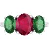 Martha Stewart 5 Carat Oval Shape Gemstone Three Stone Ring with Lab Grown Diamonds in Sterling Silver, Choose Your Gemstone(Option 8)