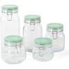 Martha Stewart 5 Piece Glass Canister Set W/Greeen Lids