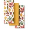 Martha Stewart Autumn Harvest Falling Leaves Kitchen Towel 3-Pack Set, 100% Cotton with Absorbent Terrycloth, Decorative Kitchen Towels, Tan/Red/Green, 16″x28″(Tan/Red/Green)