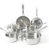Martha Stewart Castelle 10 Piece 18/8 Durable Stainless Steel Induction Safe Non-Toxic Triply Bottom Kitchen Pots and Pans Cookware Set – Dishwasher Safe(Stainless Steel)