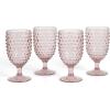 Martha Stewart Chauncey 4-Pack Hobnail Glass Tumblers, 14.3 oz – Handmade Pink Drinking Glasses, Vintage Textured Water Cups for Everyday Use or Entertaining(Pink (Hobnail))