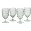 Martha Stewart Chauncey 4-Pack Hobnail Glass Tumblers, 14.3 oz – Handmade Pink Drinking Glasses, Vintage Textured Water Cups for Everyday Use or Entertaining(Green (Hobnail))
