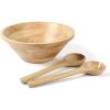 Martha Stewart Coban 3 pc 13″ Round Wood Salad Bowl W/ 2 Servers