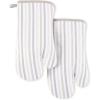 Martha Stewart Daisy Stripe Oven Mitt Set 2-Pack, Beige/Brown, 7″x13″(Linen)