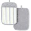 Martha Stewart Daisy Stripe Pot Holder Set 2-Pack, Blue, 7″x10″(Grey/Yellow)
