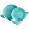 Martha Stewart Dragonfly 12 Piece Decorated Melamine Dinnerware Set – White(Teal)