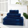 Martha Stewart Egyptian Cotton Bath Towels Set – 6 Piece, 2 Bath Towels – 2 Hand Towels – 2 Washcloths, Absorbent Bathroom Towels, Bathroom Essentials, Butter(Navy)