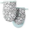 Martha Stewart Floral Vine Mini Oven Mitt 2-Pack Set, Grey, 5.5″X8″(Ditsy Floral)