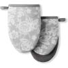 Martha Stewart Floral Vine Mini Oven Mitt 2-Pack Set, Grey, 5.5″X8″(Floral Vine)