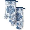 Martha Stewart Floral Vine Oven Mitt 2-Pack Set, Grey, 7″x13″(Strie Medallion)