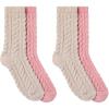 Martha Stewart Fuzzy Socks For Women, Warm And Cozy For Winter, Perfect For Home, Cable(Grey/Pink)